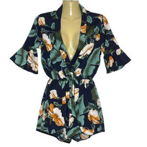 SHEIN Floral Jumpsuit Romper Bell Sleeves Size S